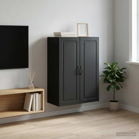 Nástěnná Skříň Černá 66 X 34,5 X 90 Cm Kompozitní Dřevo