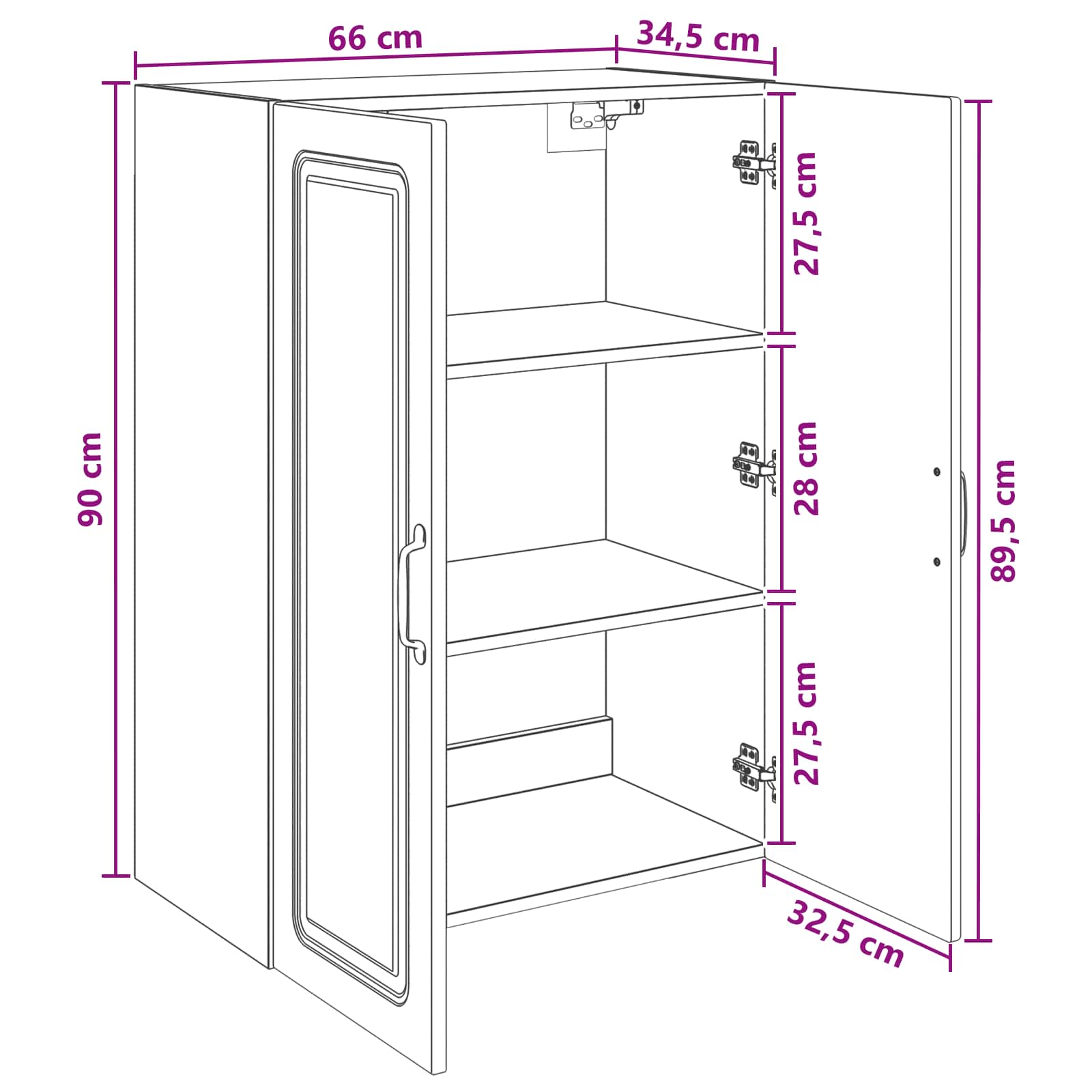 Nástěnná Skříň Staré Dřevo 66 X 34,5 X 90 Cm Kompozitní Dřevo