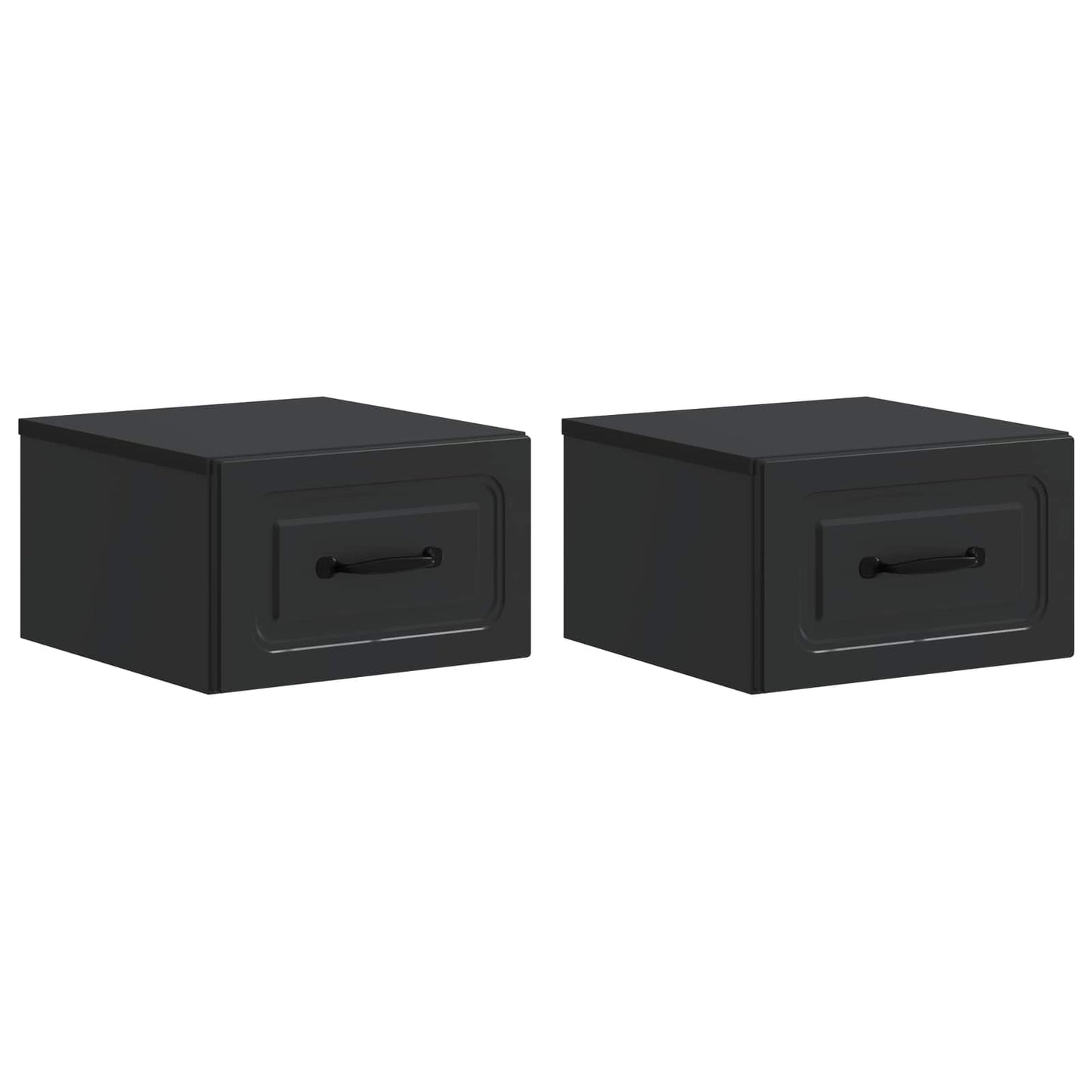 Nástěnný Noční Stolek Se Zásuvkou 2 Pcs Černá 34,5 X 33 X 20 Cm