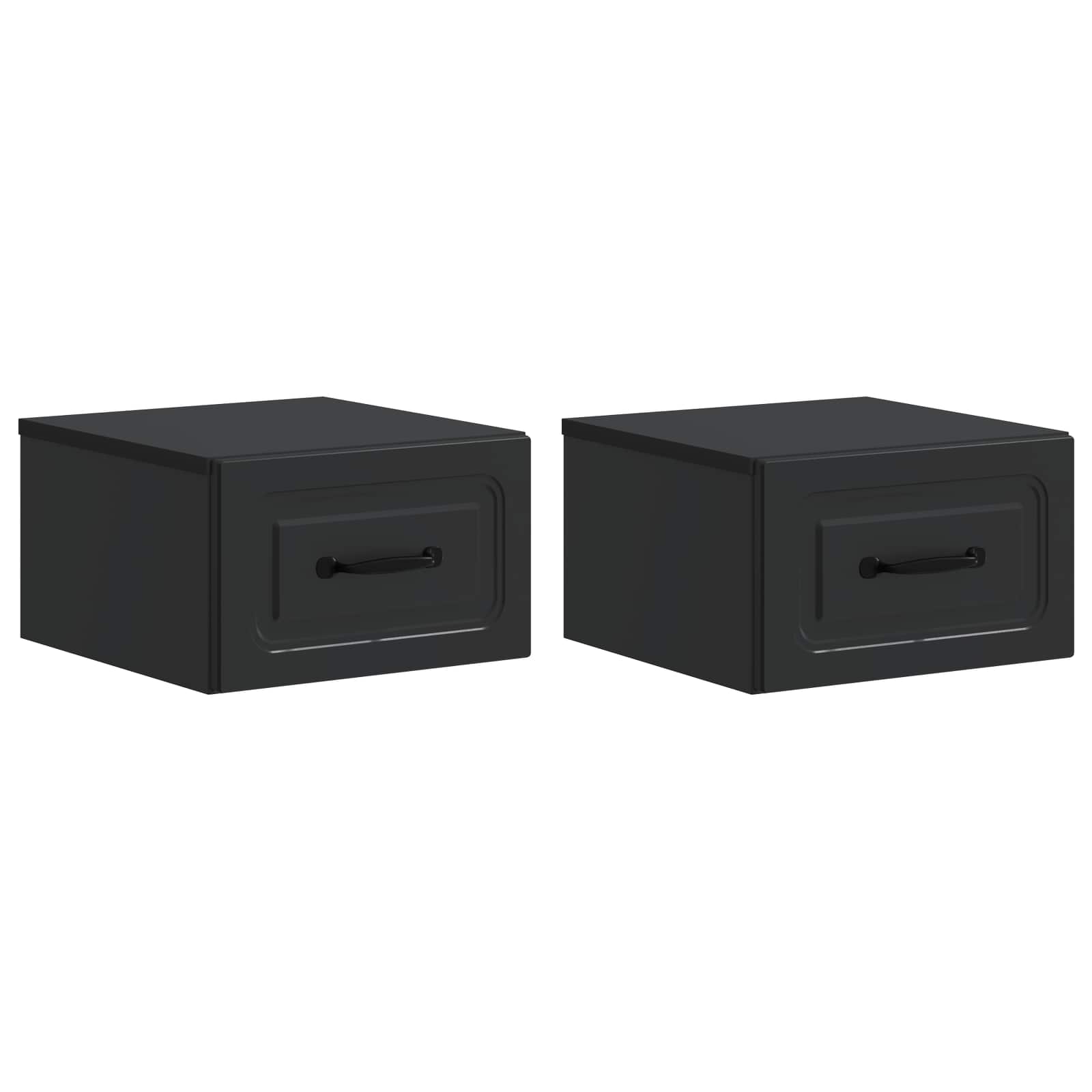Nástěnný Noční Stolek Se Zásuvkou 2 Pcs Černá 34,5 X 33 X 20 Cm