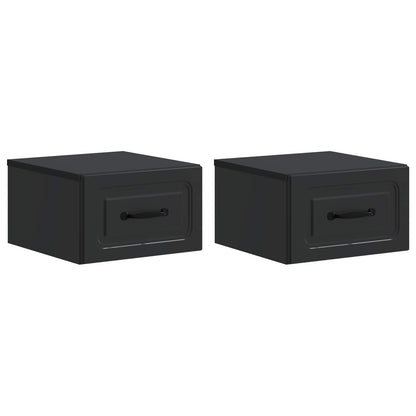 Nástěnný Noční Stolek Se Zásuvkou 2 Pcs Černá 34,5 X 33 X 20 Cm
