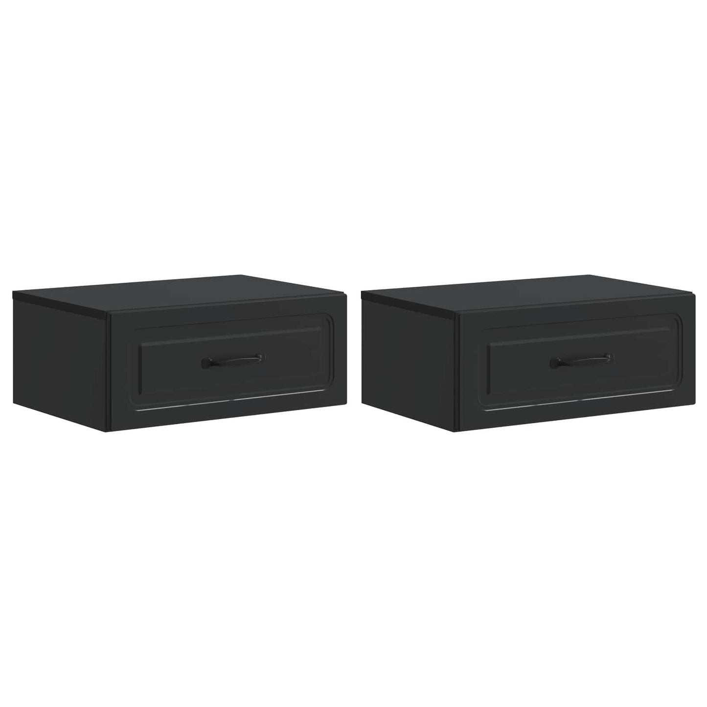 Nástěnný Noční Stolek Se Zásuvkou 2 Pcs Černá 49 X 34,5 X 20 Cm