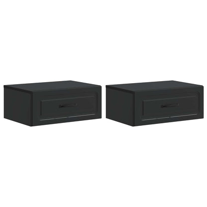Nástěnný Noční Stolek Se Zásuvkou 2 Pcs Černá 49 X 34,5 X 20 Cm