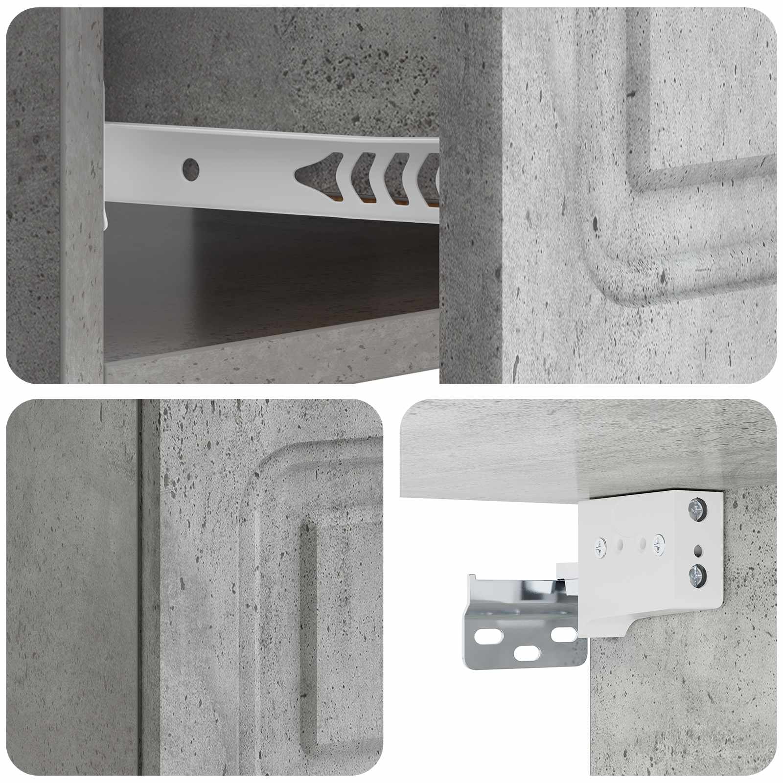 Nástěnný Noční Stolek 2 Pcs Betonově Šedá 49 X 34,5 X 20 Cm