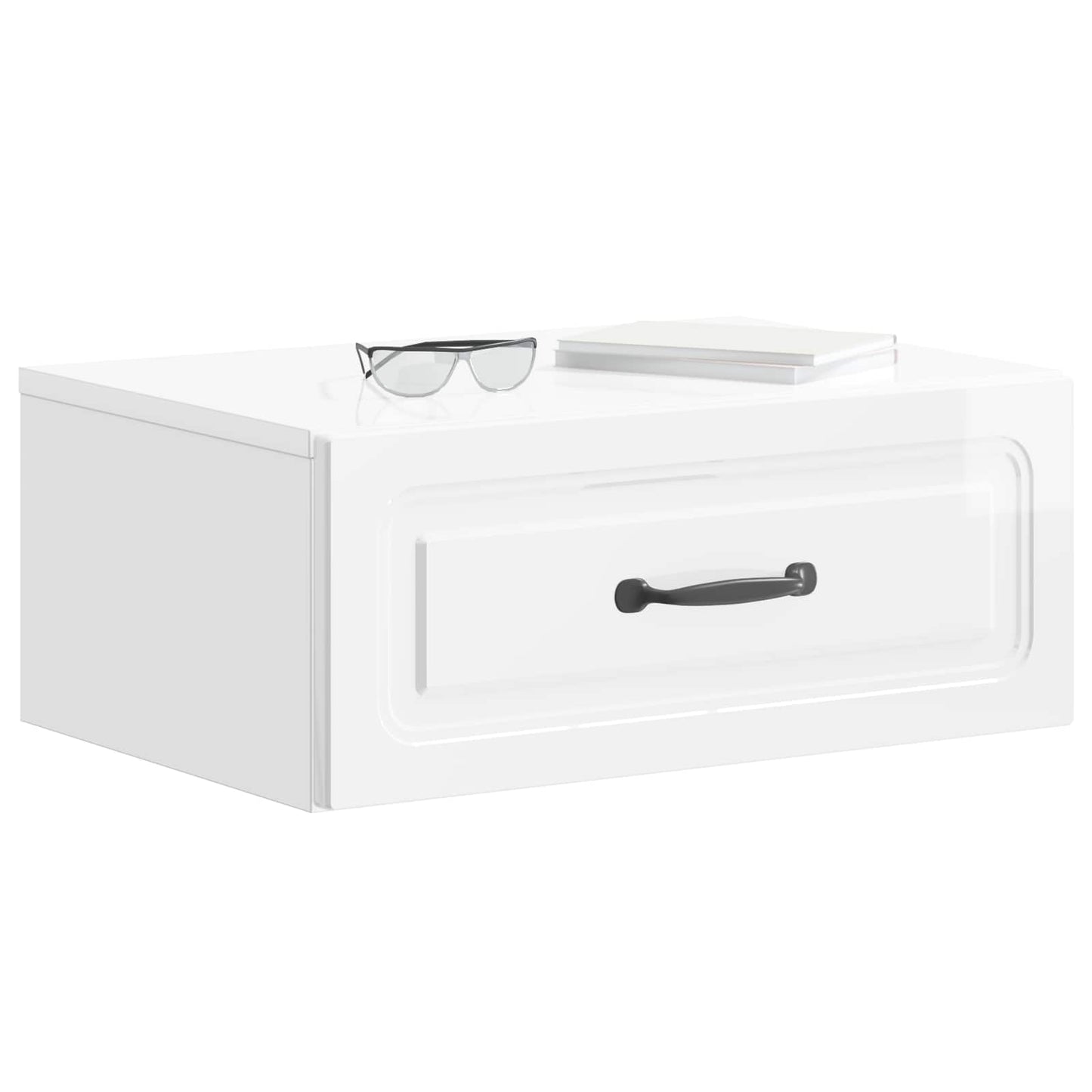 Nástěnný Noční Stolek Se Zásuvkou 2 Pcs Bílá S Vysokým Leskem