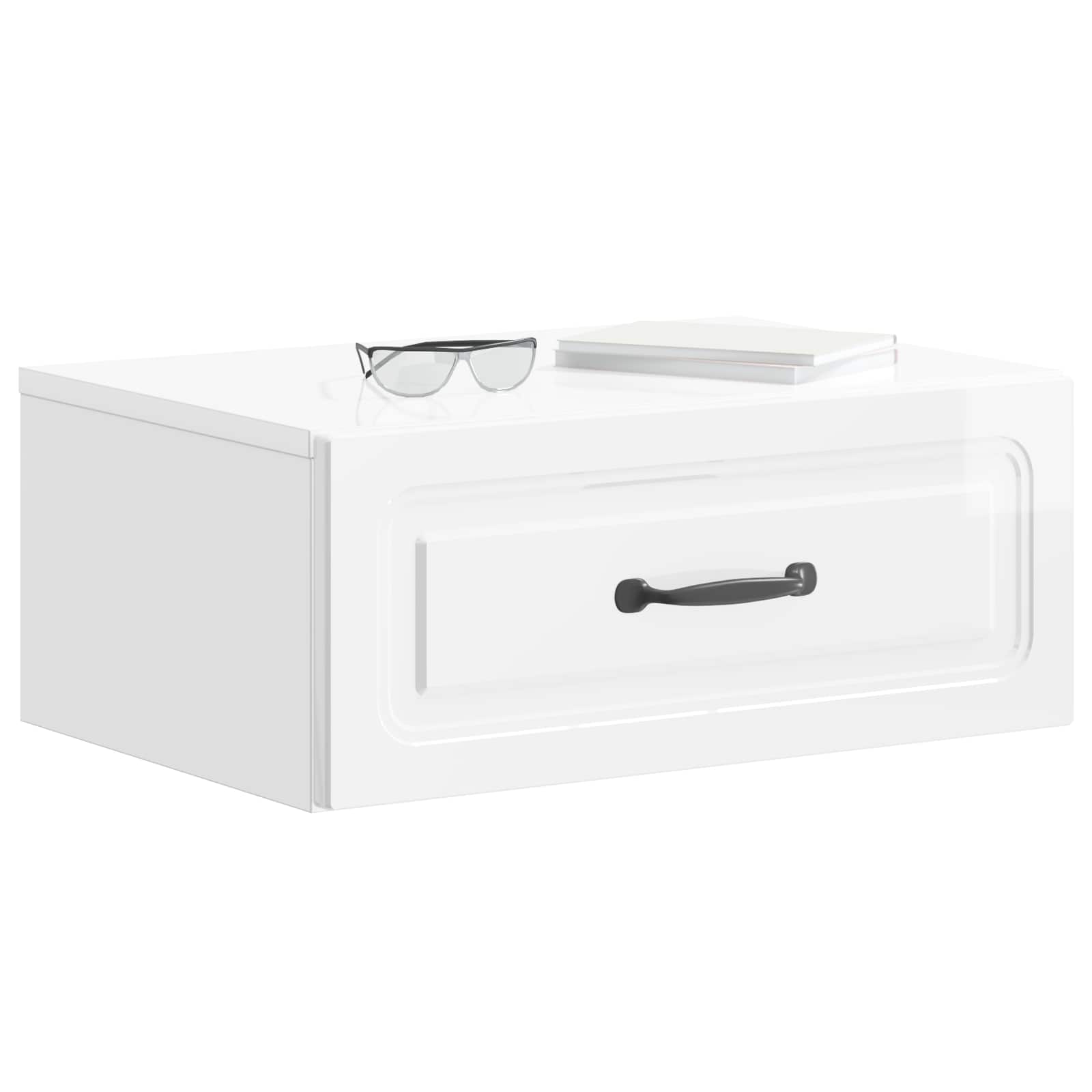 Nástěnný Noční Stolek Se Zásuvkou 2 Pcs Bílá S Vysokým Leskem