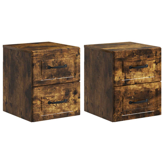 Nástěnný Noční Stolek 2 Pcs Kouřový Dub 34,5 X 33 X 40 Cm