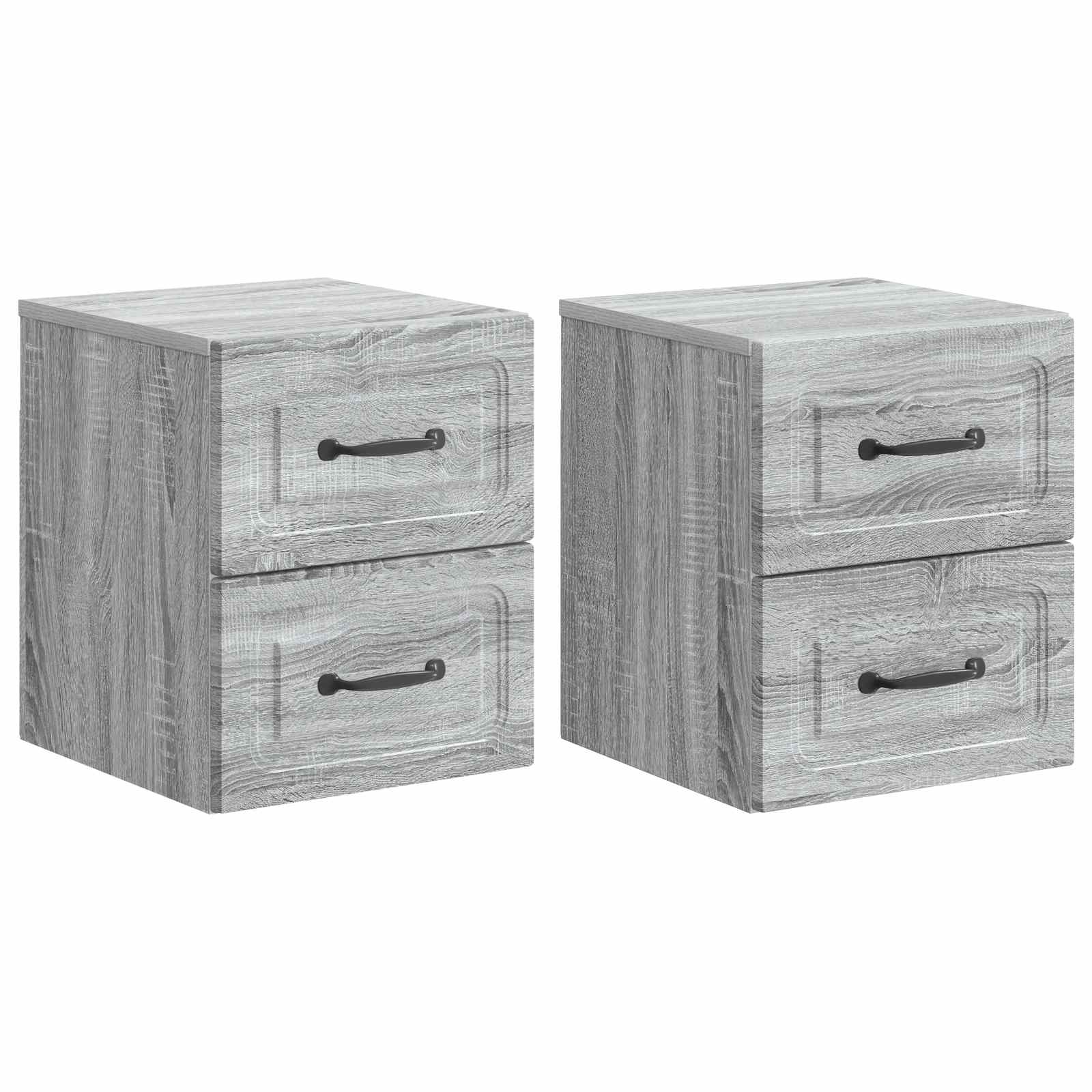 Nástěnný Noční Stolek 2 Pcs Šedá Sonoma 34,5 X 33 X 40 Cm