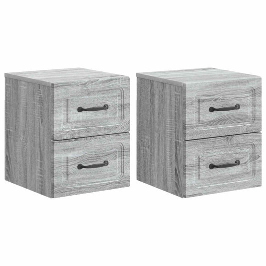 Nástěnný Noční Stolek 2 Pcs Šedá Sonoma 34,5 X 33 X 40 Cm