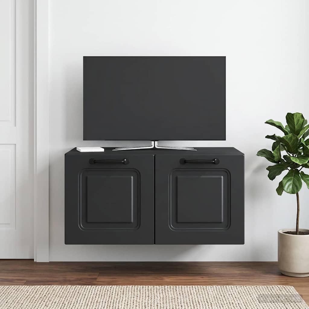 Nástěnná Tv Skříň Černá 59,5 X 41 X 30 Cm Kompozitní Dřevo