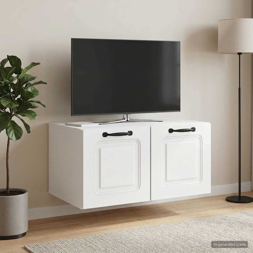 Nástěnná Tv Skříň Bílá S Vysokým Leskem 59,5 X 41 X 30 Cm