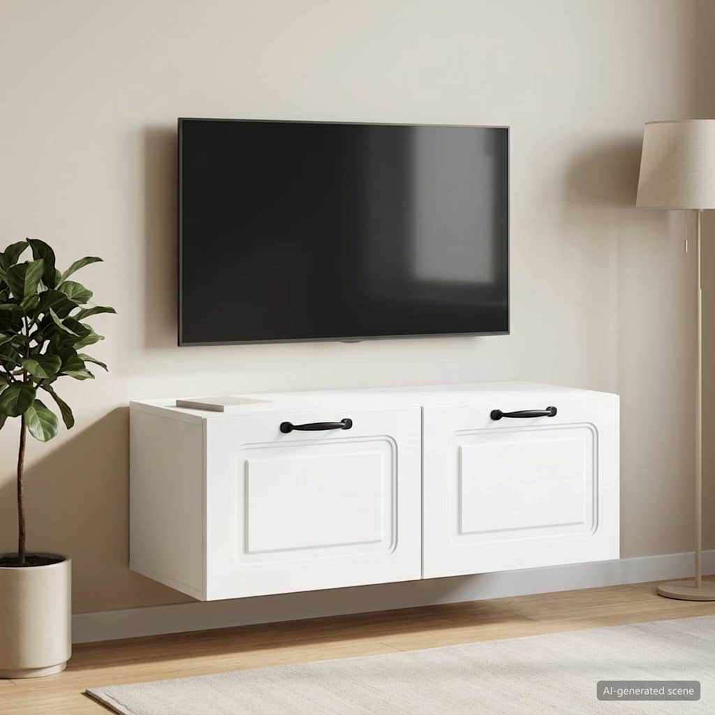 Nástěnná Tv Skříň Bílá 78,5 X 41 X 30 Cm Kompozitní Dřevo
