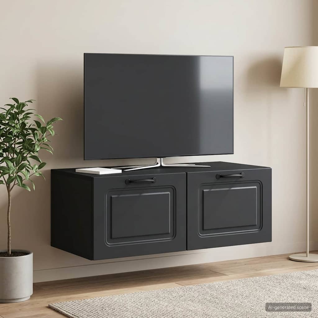 Nástěnná Tv Skříň Černá 78,5 X 41 X 30 Cm Kompozitní Dřevo