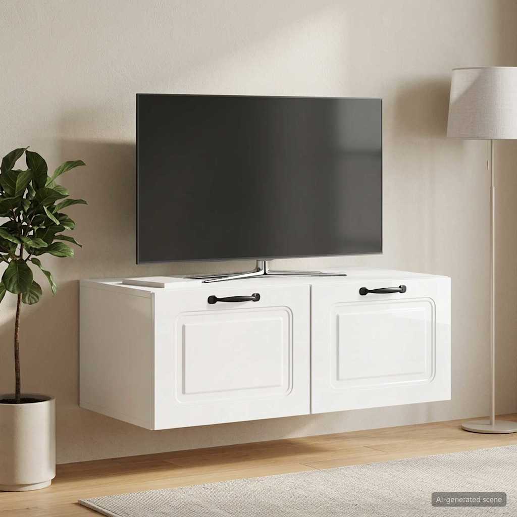 Nástěnná Tv Skříň Bílá S Vysokým Leskem 78,5 X 41 X 30 Cm