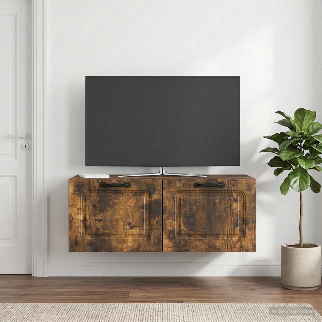 Nástěnná Tv Skříň Nástěnný Kouřový Dub 78,5 X 41 X 30 Cm