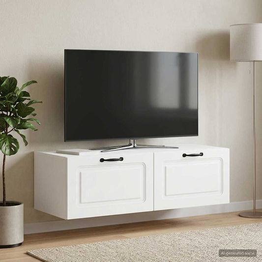 Nástěnná Tv Skříň Bílá 98 X 41 X 30 Cm Kompozitní Dřevo
