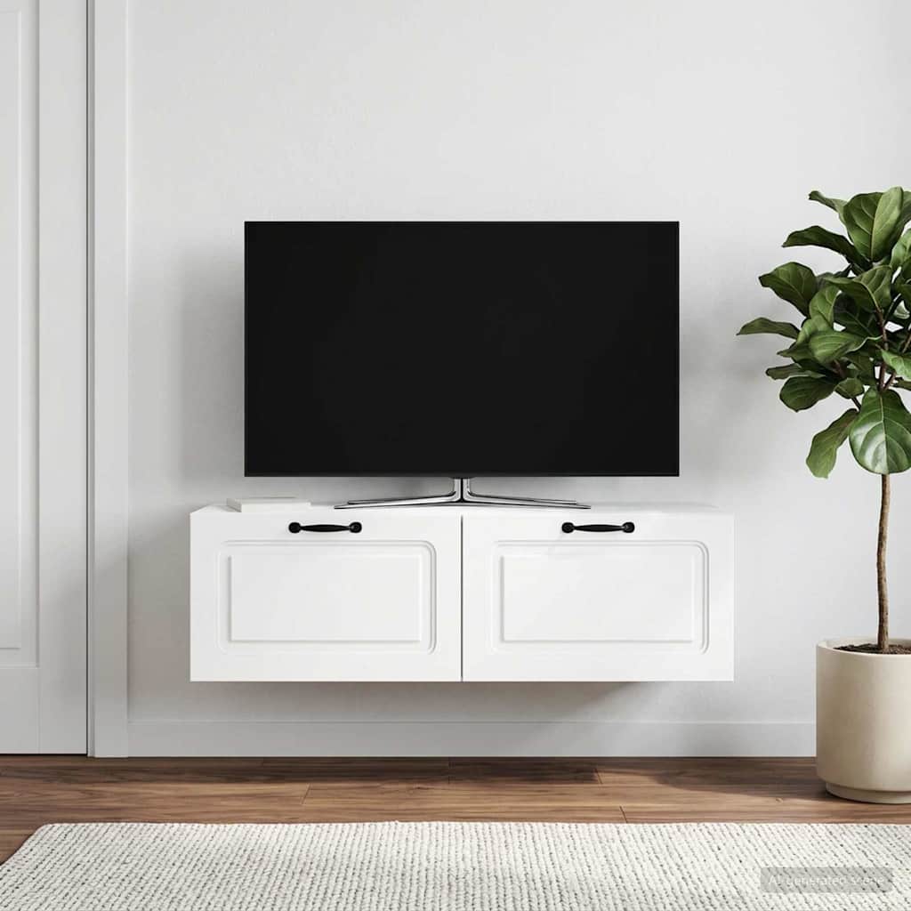 Nástěnná Tv Skříň Bílá 98 X 41 X 30 Cm Kompozitní Dřevo