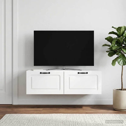 Nástěnná Tv Skříň Bílá 98 X 41 X 30 Cm Kompozitní Dřevo