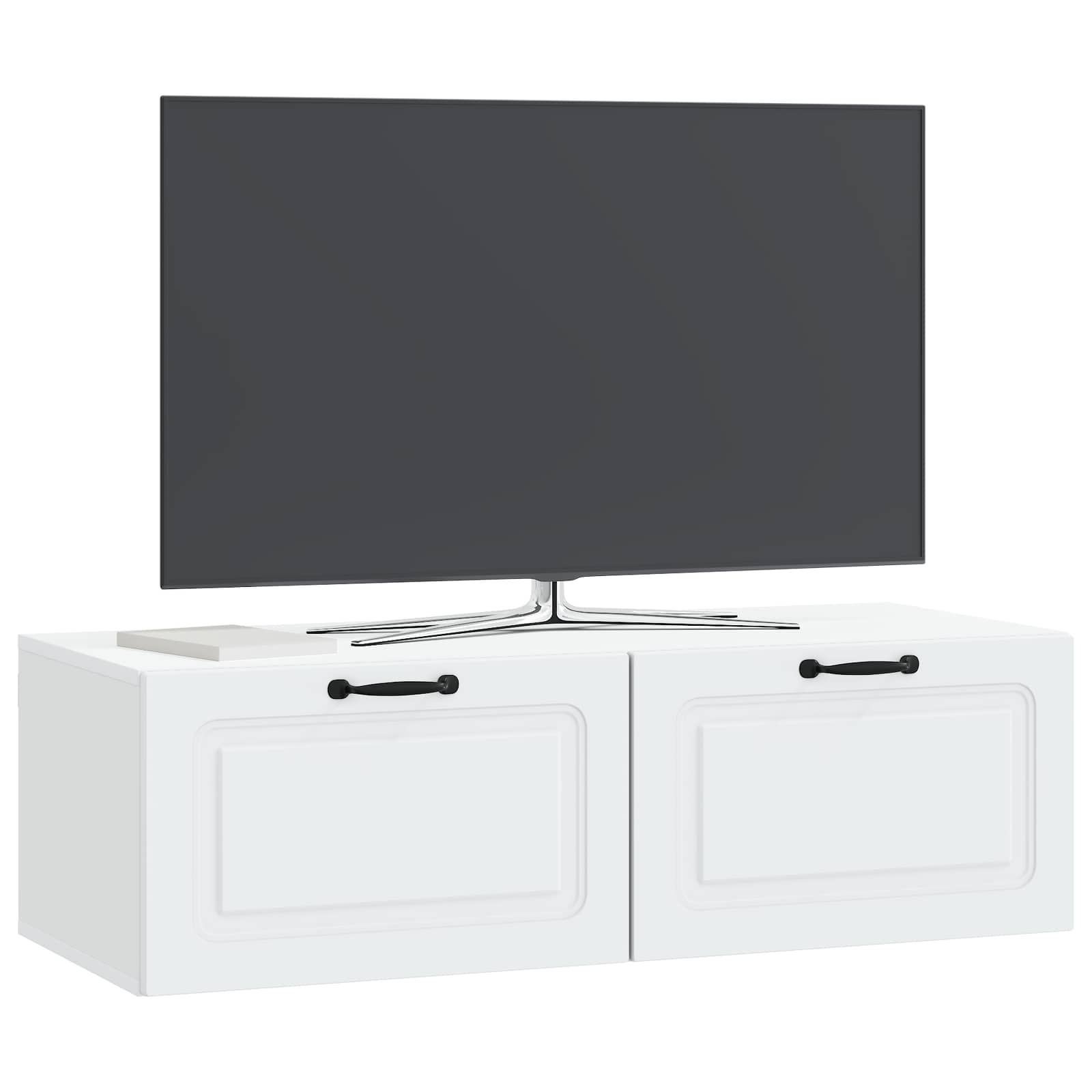 Nástěnná Tv Skříň Bílá 98 X 41 X 30 Cm Kompozitní Dřevo