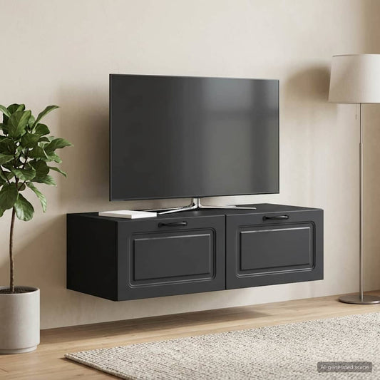 Nástěnná Tv Skříň Černá 98 X 41 X 30 Cm Kompozitní Dřevo