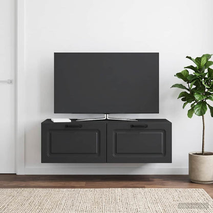Nástěnná Tv Skříň Černá 98 X 41 X 30 Cm Kompozitní Dřevo