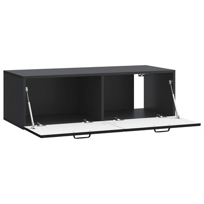 Nástěnná Tv Skříň Černá 98 X 41 X 30 Cm Kompozitní Dřevo