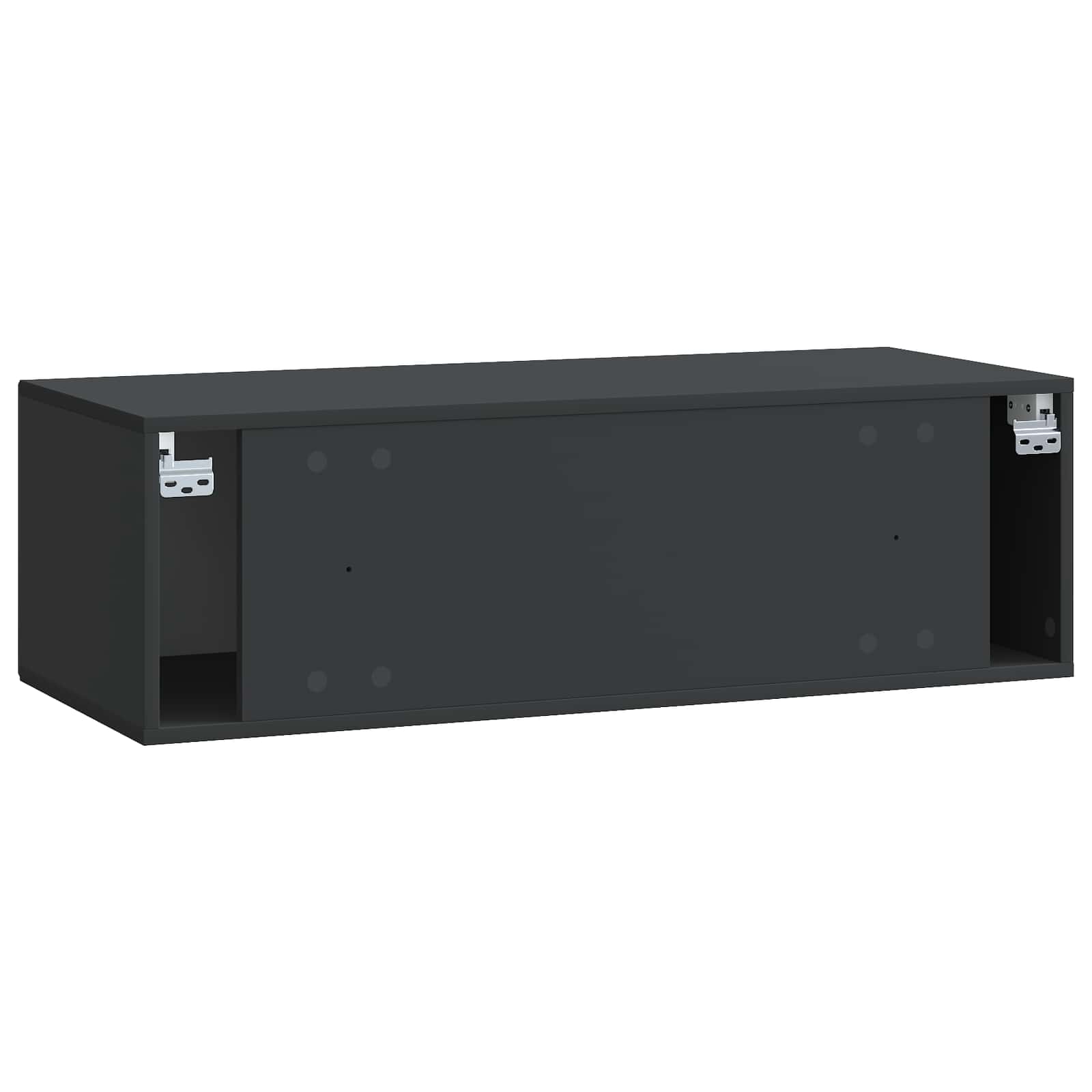 Nástěnná Tv Skříň Černá 98 X 41 X 30 Cm Kompozitní Dřevo