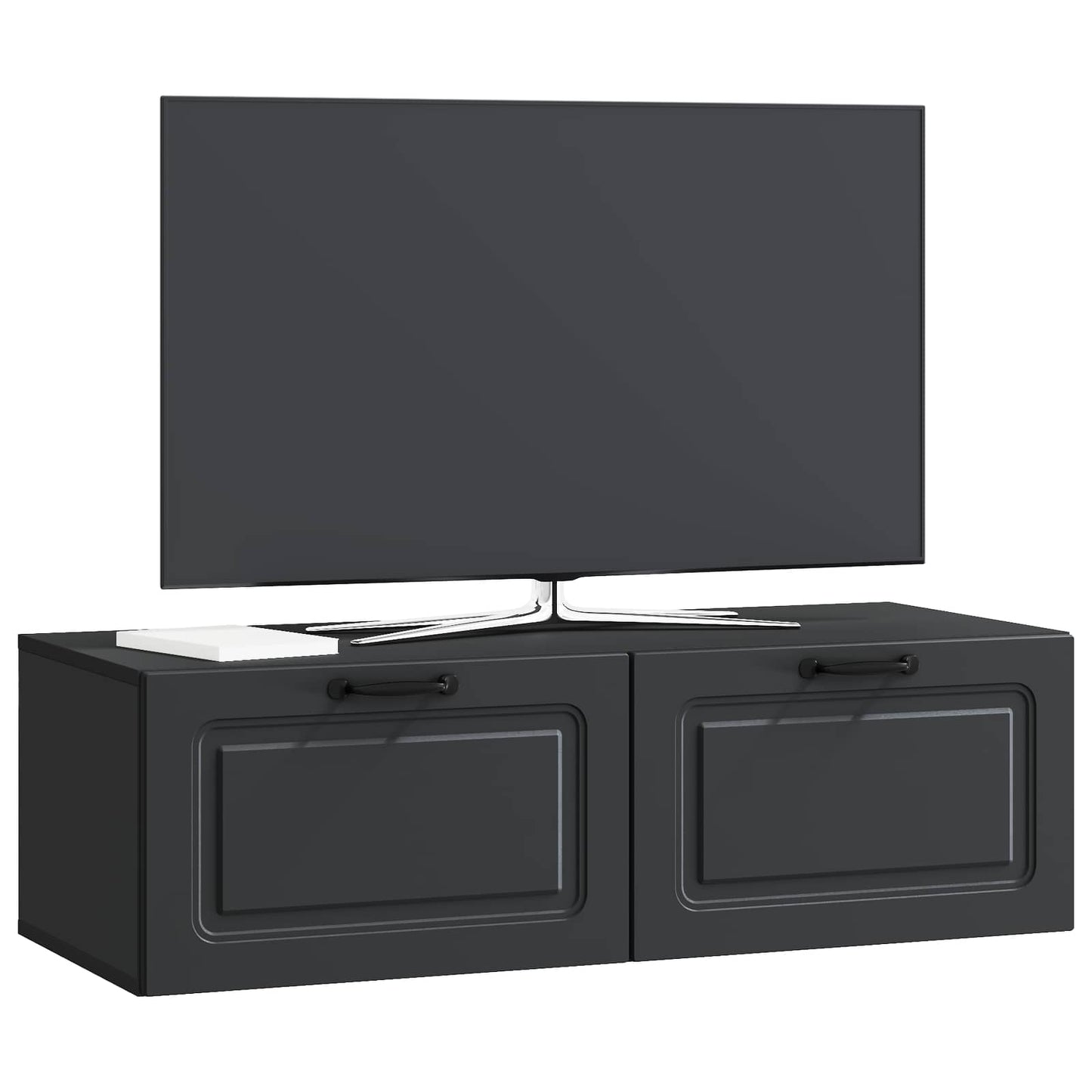 Nástěnná Tv Skříň Černá 98 X 41 X 30 Cm Kompozitní Dřevo