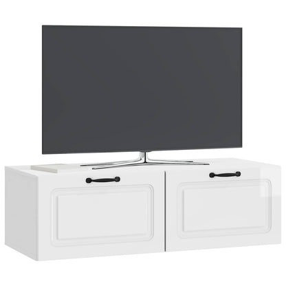 Nástěnná Tv Skříň Bílá S Vysokým Leskem 98 X 41 X 30 Cm
