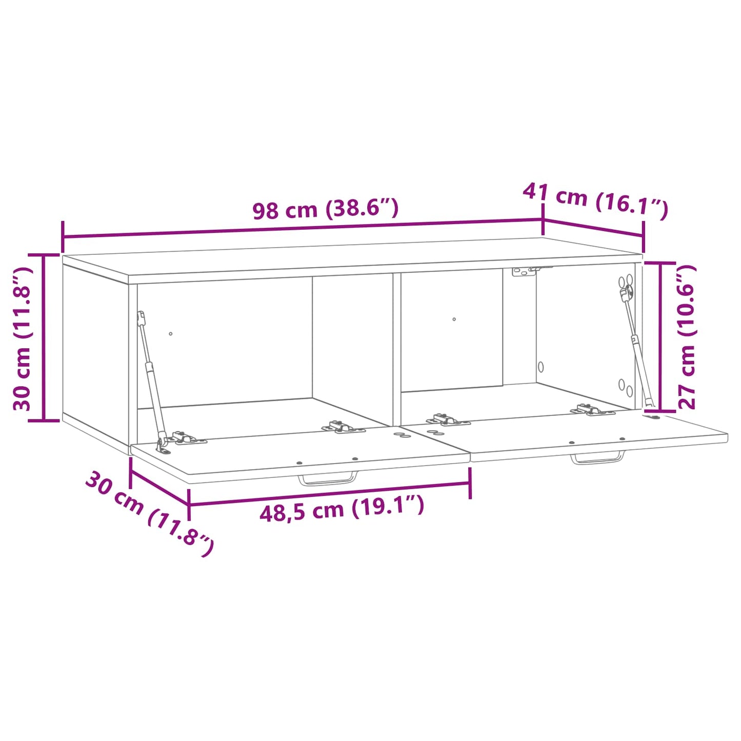 Nástěnná Tv Skříň Staré Dřevo 98 X 41 X 30 Cm Kompozitní Dřevo
