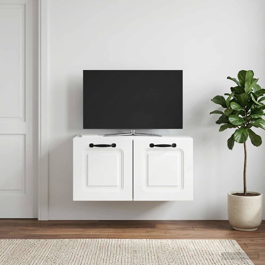 Nástěnná Tv Skříň Bílá 59,5 X 31 X 30 Cm Kompozitní Dřevo