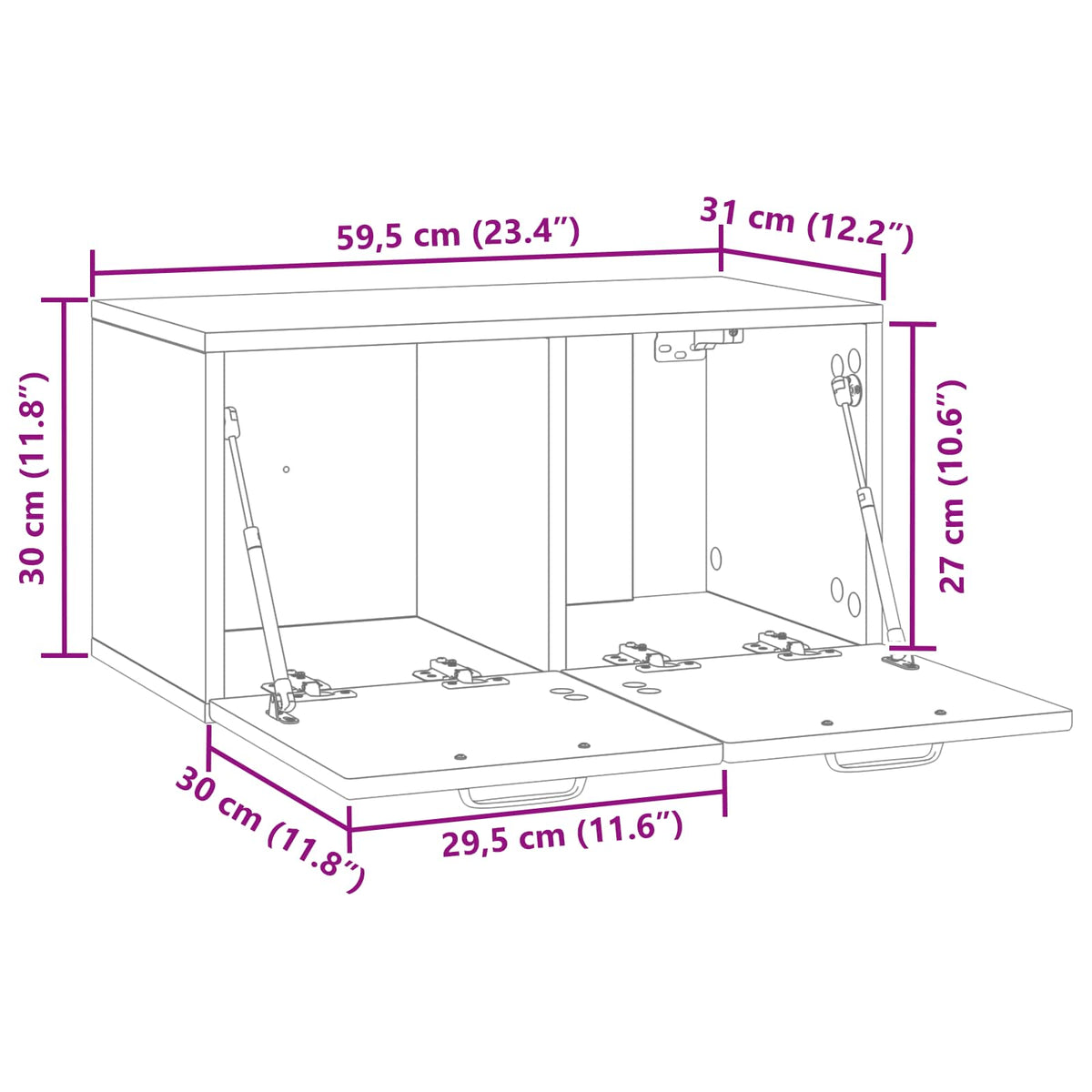 Nástěnná Tv Skříň Bílá 59,5 X 31 X 30 Cm Kompozitní Dřevo