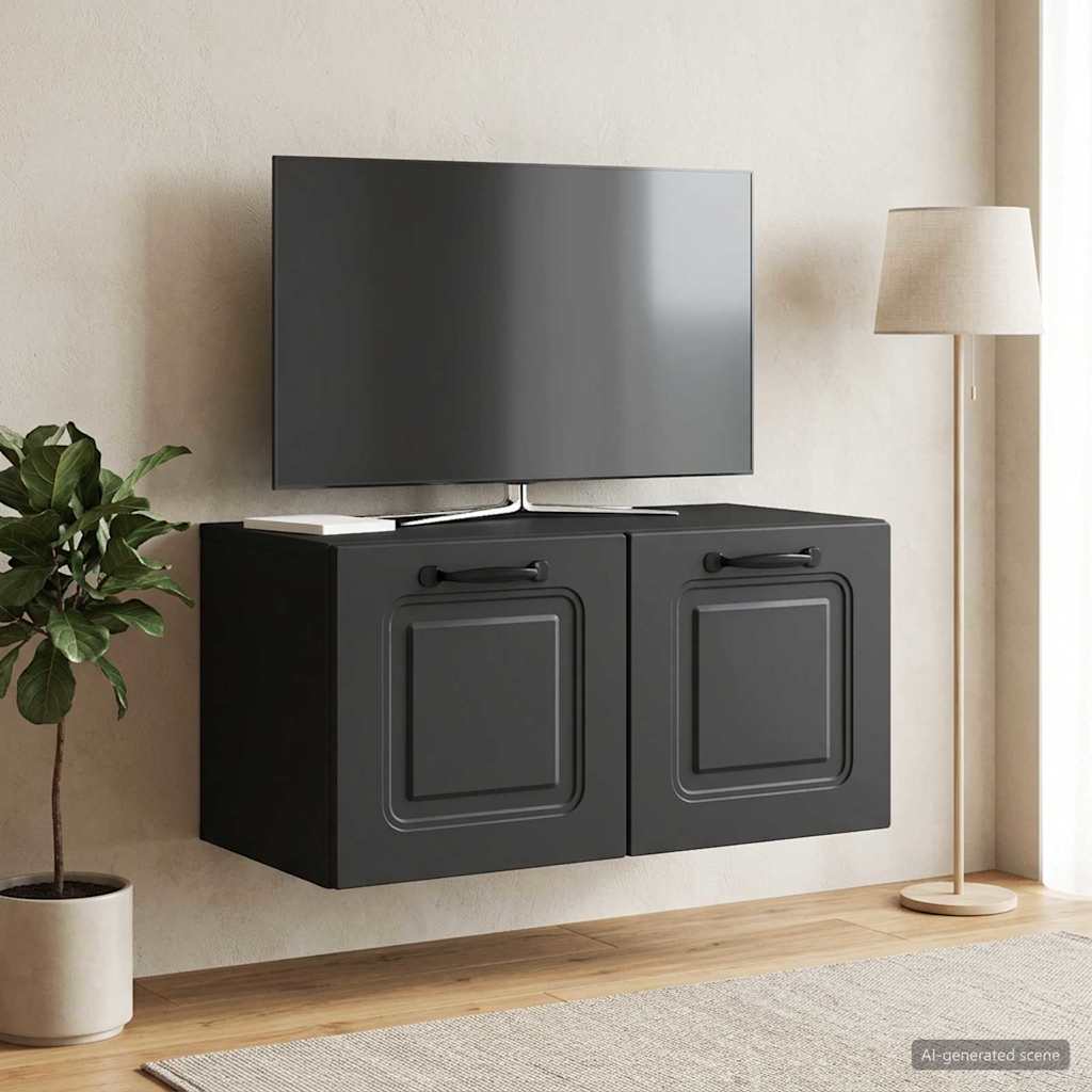Nástěnná Tv Skříň Černá 59,5 X 31 X 30 Cm Kompozitní Dřevo