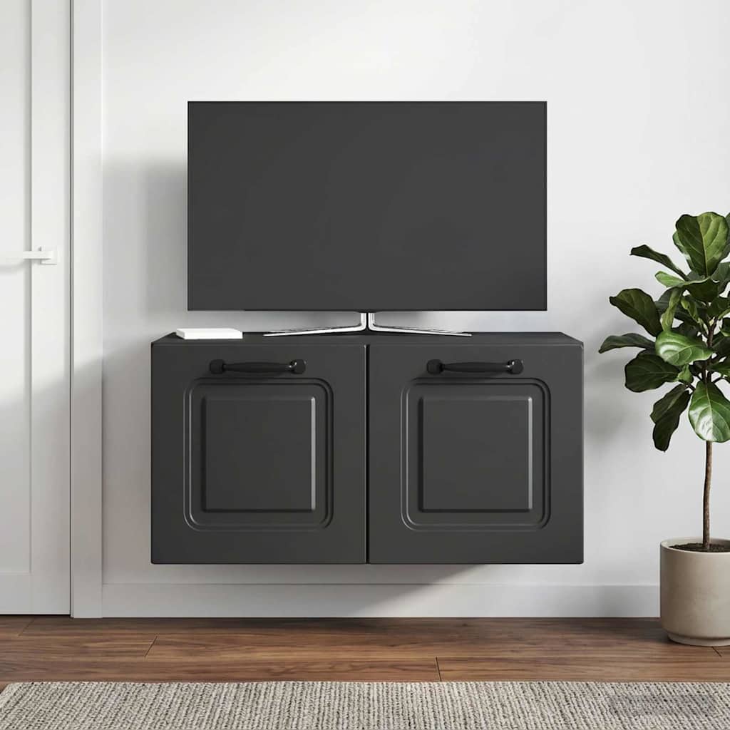 Nástěnná Tv Skříň Černá 59,5 X 31 X 30 Cm Kompozitní Dřevo