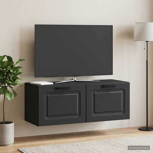 Nástěnná Tv Skříň Černá 78,5 X 31 X 30 Cm Kompozitní Dřevo