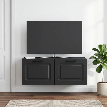 Nástěnná Tv Skříň Černá 78,5 X 31 X 30 Cm Kompozitní Dřevo