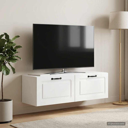 Nástěnná Tv Skříň Bílá 98 X 31 X 30 Cm Kompozitní Dřevo