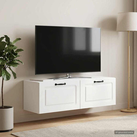 Nástěnná Tv Skříň Bílá 98 X 31 X 30 Cm Kompozitní Dřevo