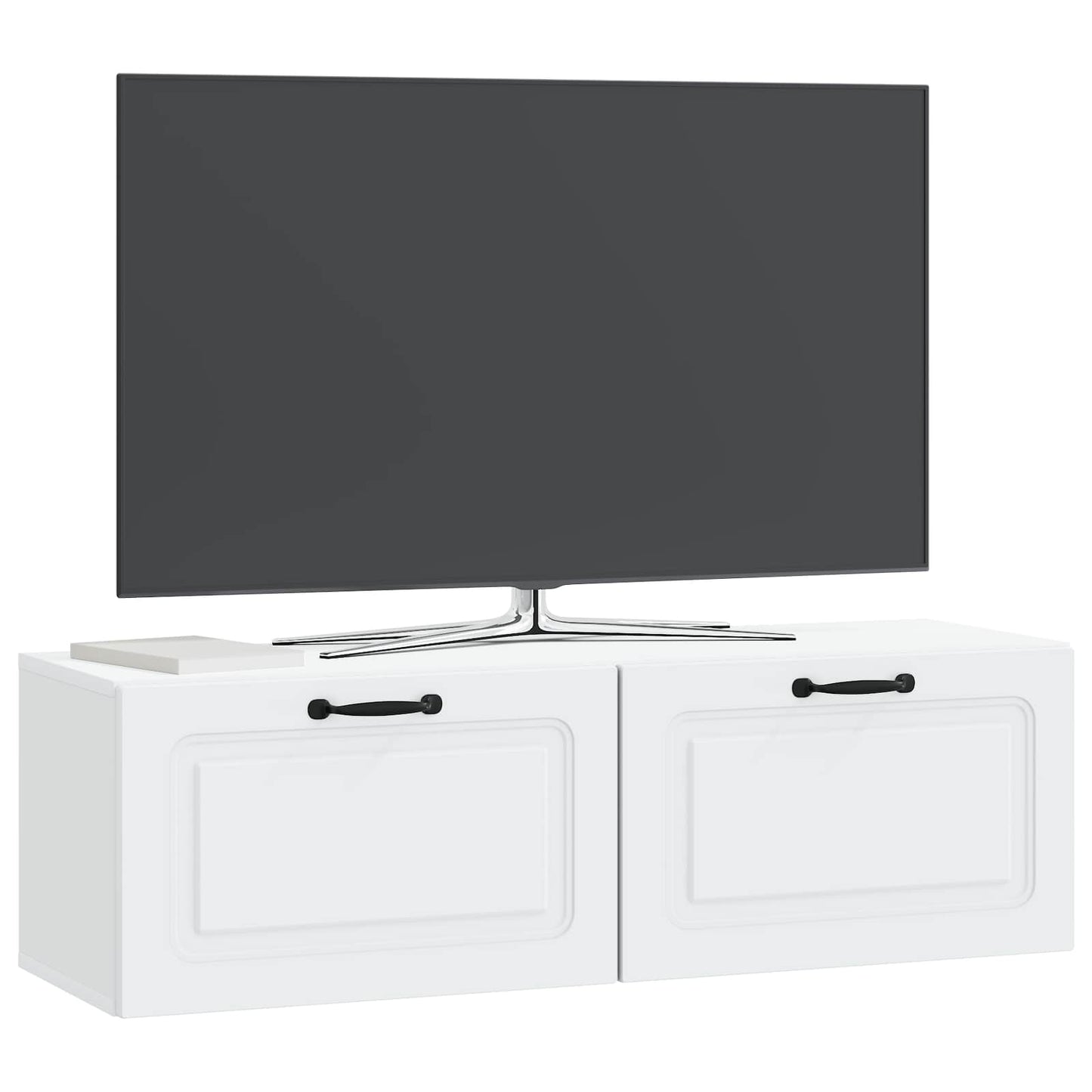 Nástěnná Tv Skříň Bílá 98 X 31 X 30 Cm Kompozitní Dřevo