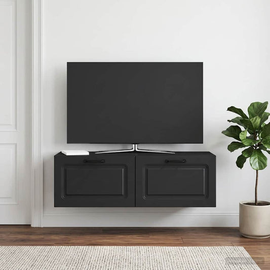 Nástěnná Tv Skříň Černá 98 X 31 X 30 Cm Kompozitní Dřevo