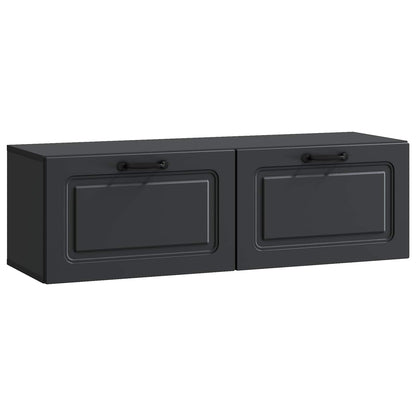 Nástěnná Tv Skříň Černá 98 X 31 X 30 Cm Kompozitní Dřevo
