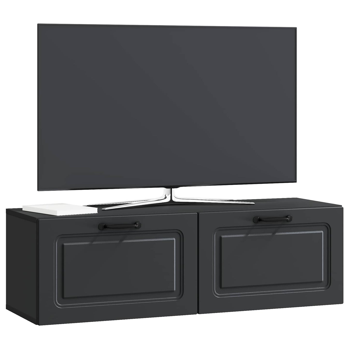 Nástěnná Tv Skříň Černá 98 X 31 X 30 Cm Kompozitní Dřevo