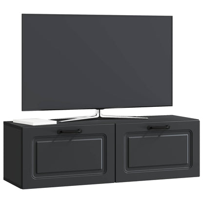 Nástěnná Tv Skříň Černá 98 X 31 X 30 Cm Kompozitní Dřevo