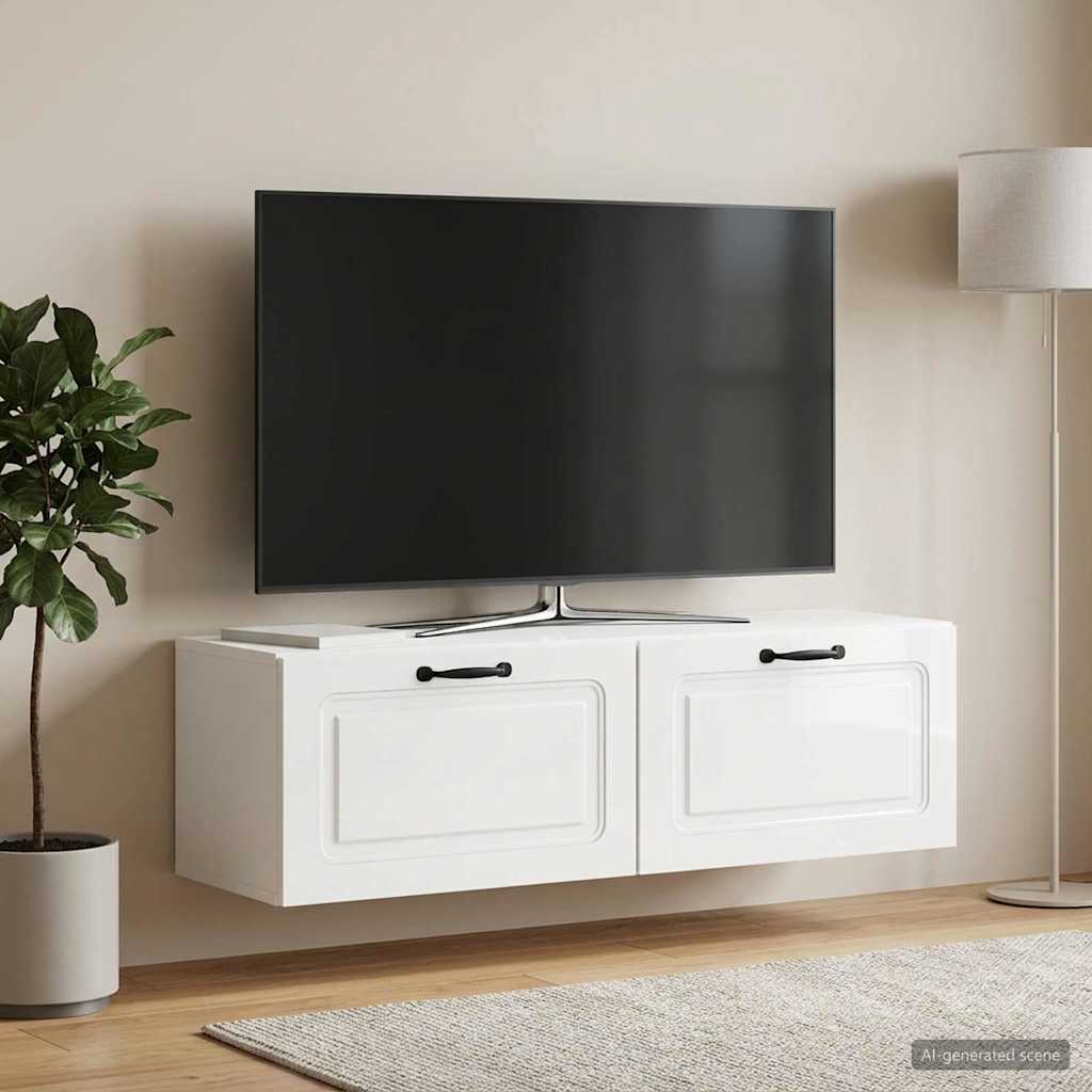 Nástěnná Tv Skříň Bílá S Vysokým Leskem 98 X 31 X 30 Cm