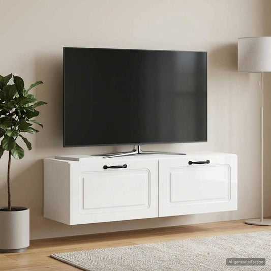Nástěnná Tv Skříň Bílá S Vysokým Leskem 98 X 31 X 30 Cm