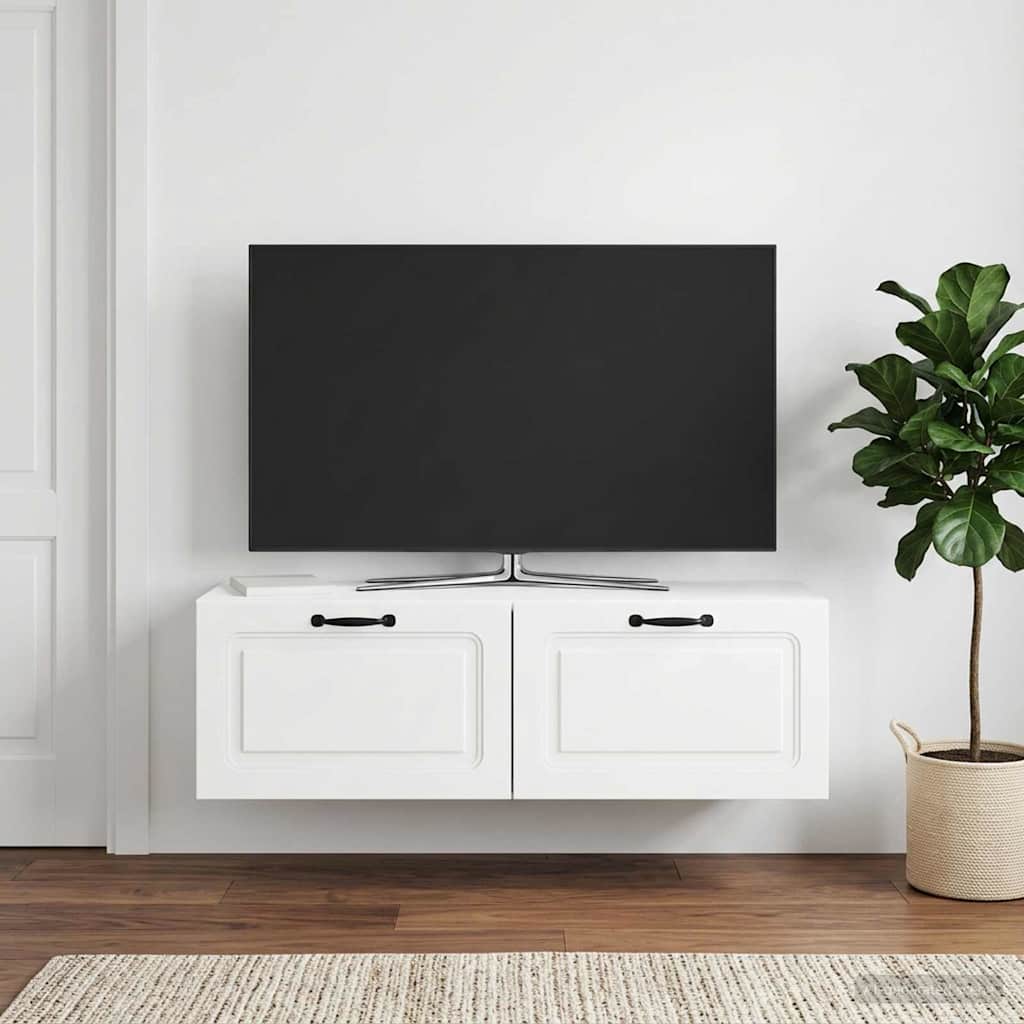 Nástěnná Tv Skříň Bílá S Vysokým Leskem 98 X 31 X 30 Cm