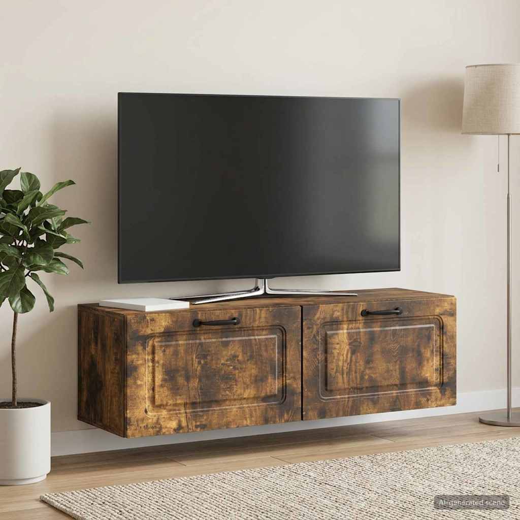 Nástěnná Tv Skříň Kouřový Dub 98 X 31 X 30 Cm Kompozitní Dřevo