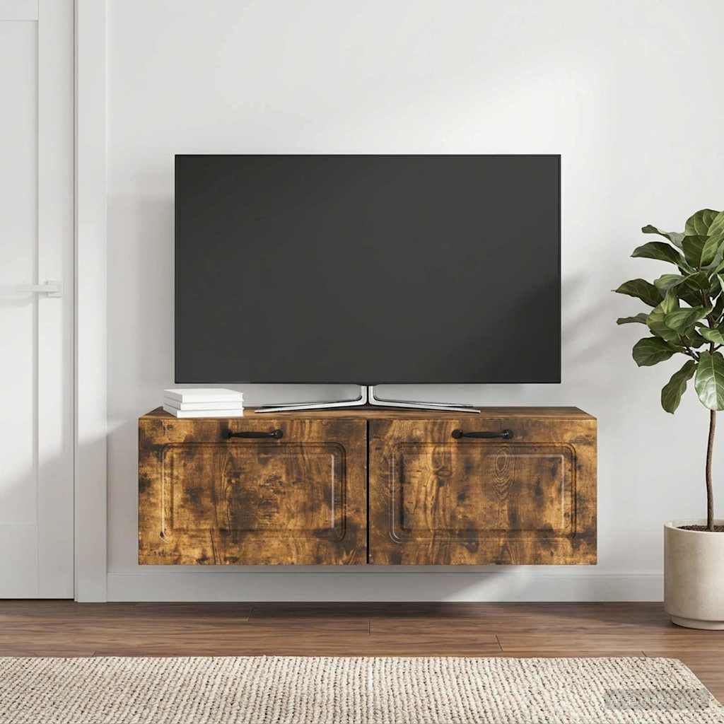 Nástěnná Tv Skříň Kouřový Dub 98 X 31 X 30 Cm Kompozitní Dřevo