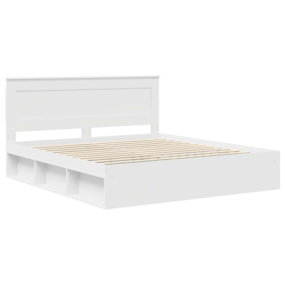 Rám Postele S Čelo Bílá 200 X 200 Cm Masivní Borové Dřevo