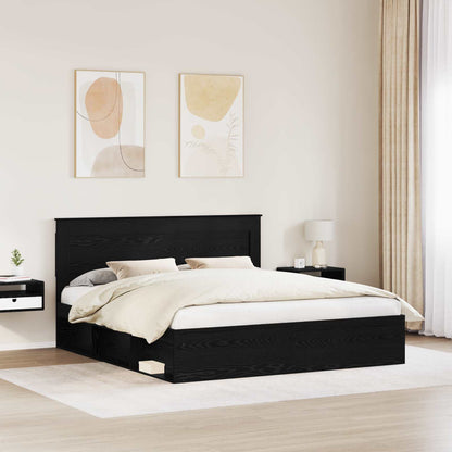 Rám Postele S Čelo Černá 200 X 200 Cm Masivní Borové Dřevo